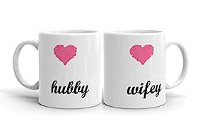 Buy Mug for You Hubby and Wifey Ceramic 330ml Coffee Mugs(Multicolour ...
