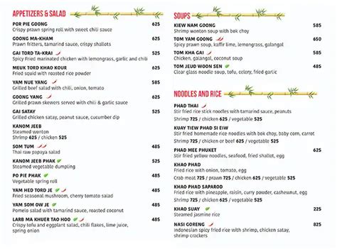 Menu at Thai Soul - Grand Hyatt Kochi Bolgatty, Kochi