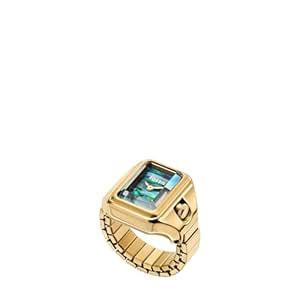 Fossil Analog Women Off-White Gold Raquel Watch Ring Quartz Stainless ...