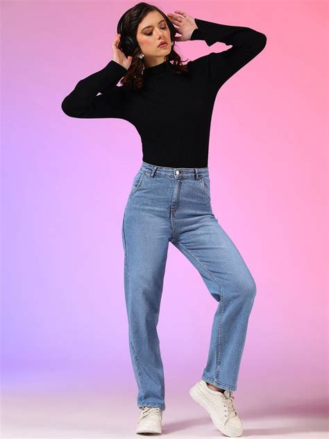 Stylecast X KOTTY Basics Women Jean Straight Fit High-Rise Stretchable ...