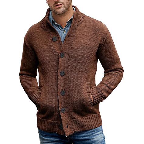Buy Men's Knit Cardigan Amazon Outlet Clearance UK Men at Work Casual ...
