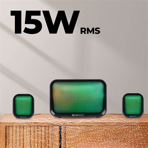 Zebronics Pluto 1 2.1ch Speaker - 15W, RGB lights, BTv5.3