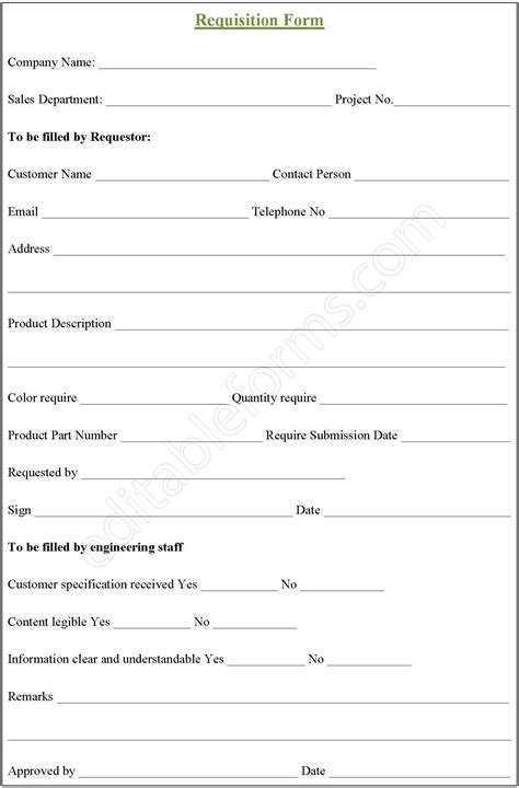 Sample Requisition Form | Editable PDF Forms