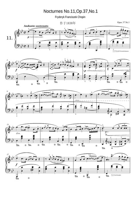 Nocturnes No.11,Op.37,No.1 - Fryderyk Franciszek Chopin (arr. Fryderyk ...