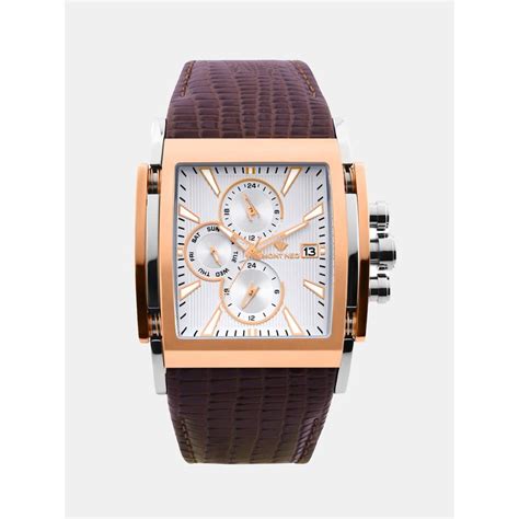 Buy Mont Neo Men Quartz Silver Dial Multi-Function Leather Watch 1057M ...