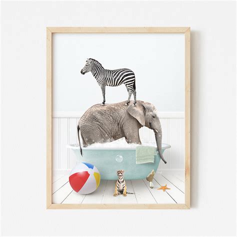 Safari Animals in Beach House Bath – Amy Peterson Art Studio