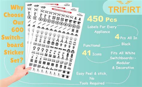 Buy TRIFIRT Switch Board Stickers for Home and Office - 41 Icons 450 ...