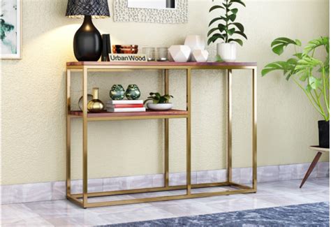Buy Stellar Console Table (Golden Finish) Online in India | UrbanWood