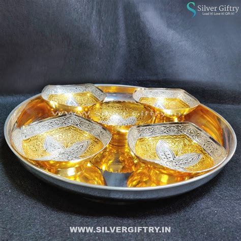 German Silver Plate With German Silver Gold Bowls 5 pcs – Silver Giftry
