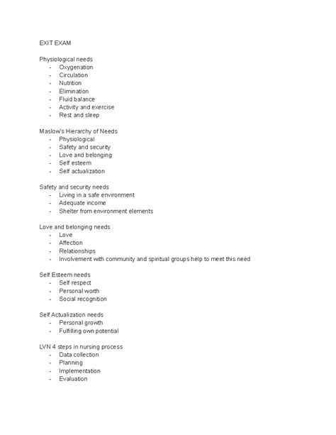 LVN EXIT EXAM - Comprehensive Review for Unitek College Students - Studocu