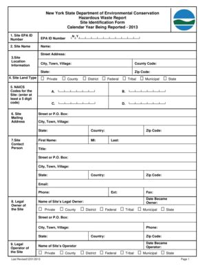 Fillable Online dec ny Site ID Form - 2013 Hazardous Waste Report (PDF ...