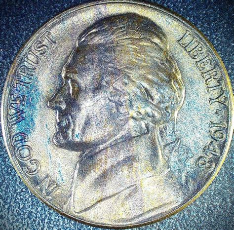 1948 D Jefferson Nickel Toned - For Sale, Buy Now Online - Item #873073