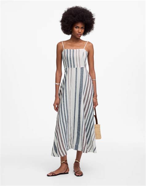 Striped Circle Maxi Dress in 100% Linen | Madewell