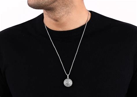 Mandala Rotating Pendant for men | 925 Sterling Silver, Oxidised