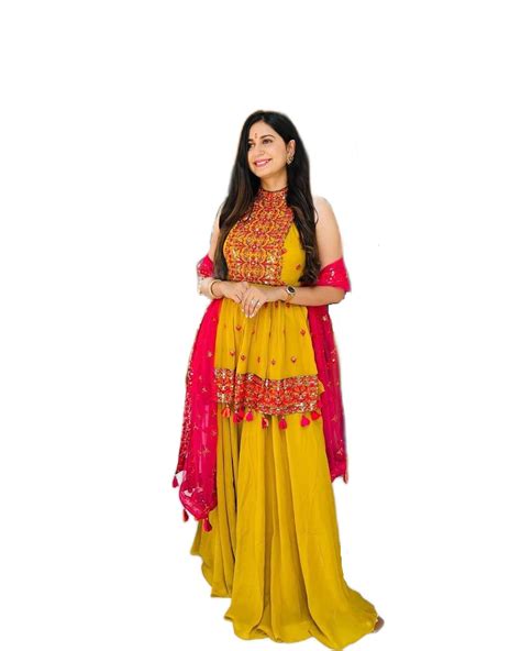 Buy YAZU LIFESTYLE Sharara Suit for Women |Georgette Sharara Suit for ...