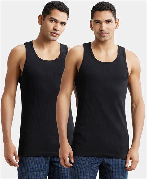 Buy Super Combed Cotton Rib Round Neck with Racerback Gym Vest - Black ...