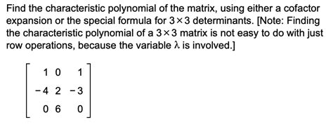 Image result for Characterisitc Polynomial Matrix