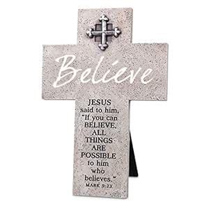 Buy Lighthouse Christian Products Large Grey Believe Cast Stone Wall ...