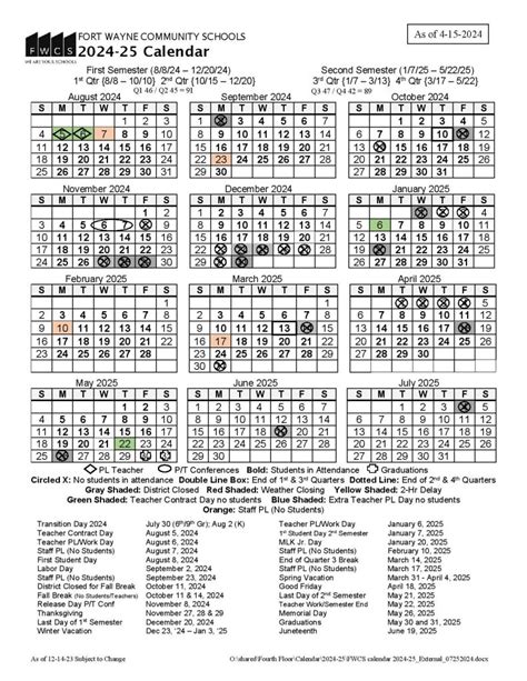 Fort Wayne Schools Calendar 2025-2026 | FWCS Holidays