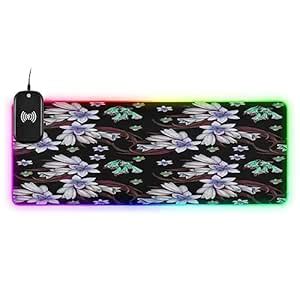 Vivid Wildflower Blue Gaming Mouse Pad Led Mousepads RGB Backlit with ...