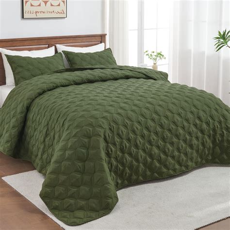 Litanika Oversized King Quilt Bedding Set,120x120Inch Super King Olive ...