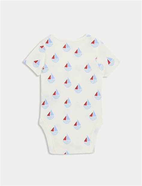 Buy 3pk Pure Cotton Boat Bodysuits (6½lbs-3 Yrs) at Marks & Spencer