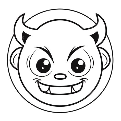 Black And White Cartoon Devil Face Coloring Page Outline Sketch Drawing ...