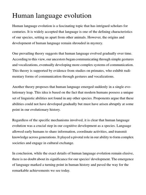 Image result for Language Evolution Flow Chart