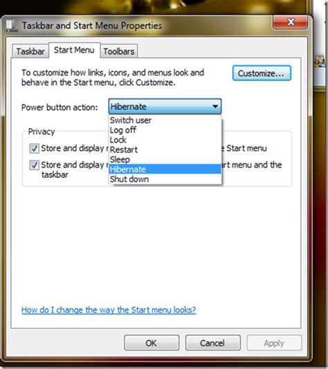 Image result for PowerOptions Menu