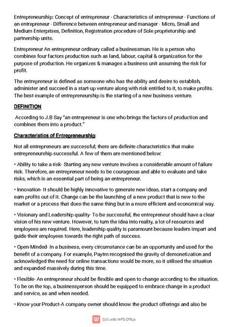 Entrepreneurship: Characteristics, Functions, and MSME Registration ...