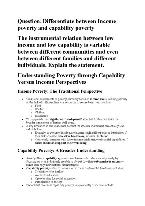 BDE - Final Exam: Income vs. Capability Poverty Analysis - Studocu