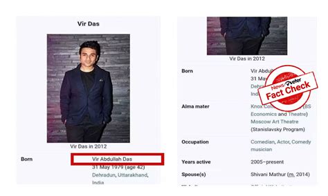 FACT CHECK: Vir Das is not Muslim, Wiki page is edited