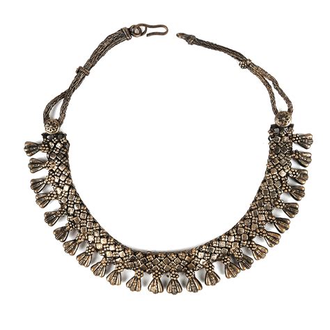 Silver Alloy Oxidized Choker Collar Necklace
