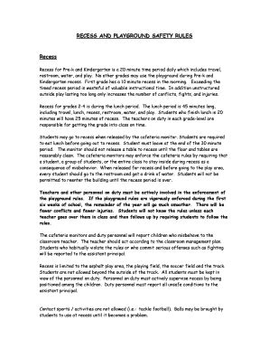 Fillable Online RECESS AND PLAYGROUND SAFETY RULES Fax Email Print ...