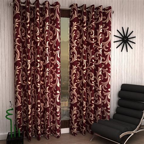Buy Home Sizzler 2 Piece Flower Damask Eyelet Polyester Door Curtains ...