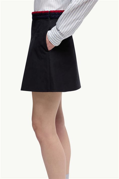 Navy Blue Cotton Gabardine Pleated Mini Skirt - Skirts for Women ...