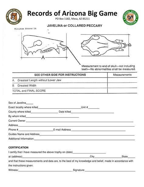 Free Printable Boone And Crockett Score Sheet [PDF] Mule Deer