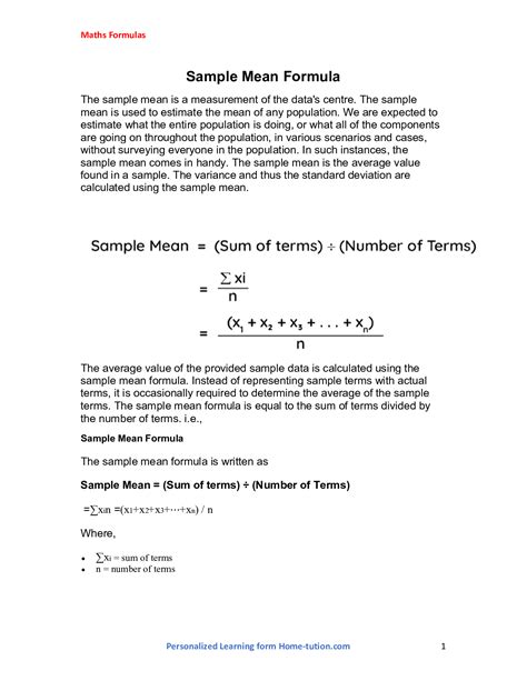 Use of Sample Mean Formula-Use, Application & Solved Questions