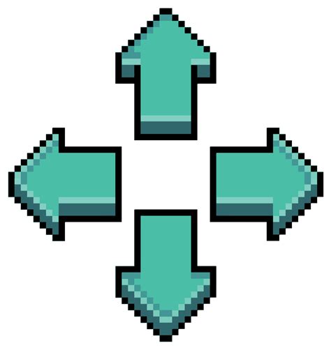 Pixel art video game direction arrow button, direction key vector icon ...