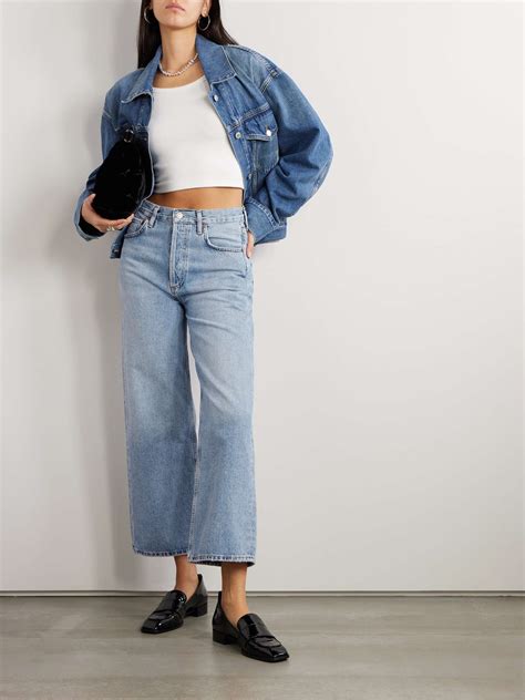 High waisted cropped wide leg jeans online