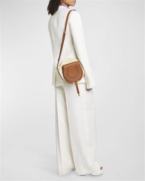 Chloe Marcie Raffia & Leather Crossbody Bag | Neiman Marcus