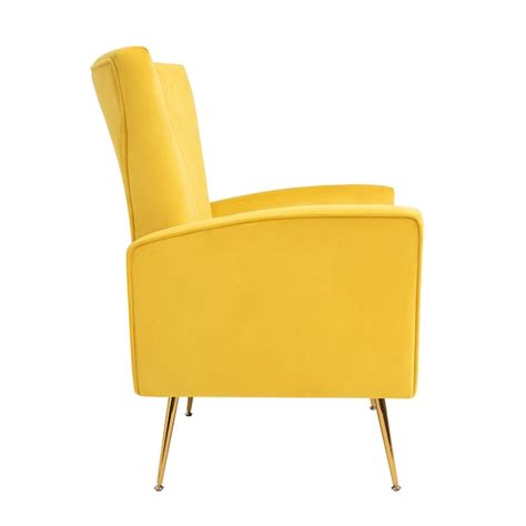 Sumyeg Velvet Wingback Arm Chair with table Modern Yellow Velvet ...