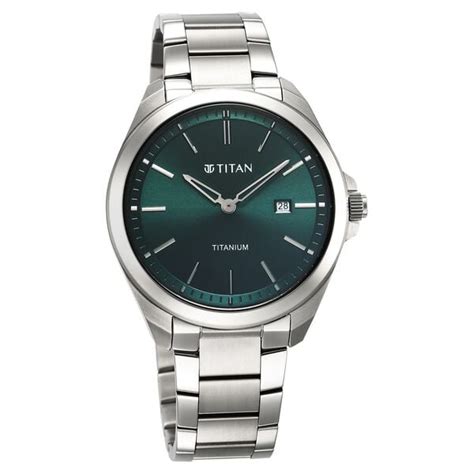 Buy Online Titan Titanium Quartz Analog Green Dial Titanium Strap Watch ...