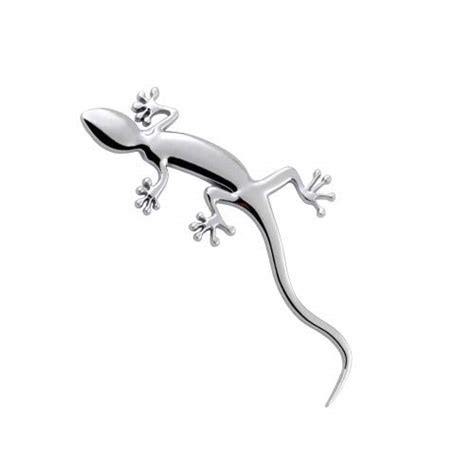 S2S® 3D Gecko Shape Solid Metal Chrome Badge Emblem Decal Car & Bike ...