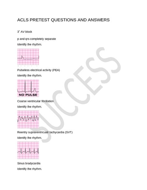 ACLS PRETEST QUESTIONS AND ANSWERS | Exams Nursing | Docsity