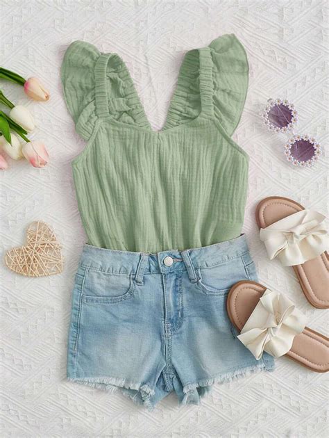 SHEIN Tween Girl Ruffle Trim Tank Top | SHEIN USA