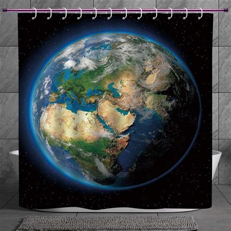 SCOCICI Funky Shower Curtain 2.0 [ Earth,Vivid Earth Globe with Blue ...