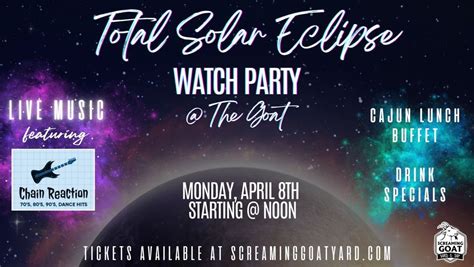 Total Solar Eclipse Watch Party @ The Goat , Screaming Goat Yard & Tap ...