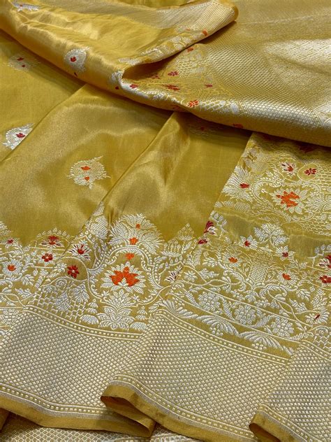 Yellow Banarasi Tissue Silk Handwoven Saree – Heritage Banaras Luxury