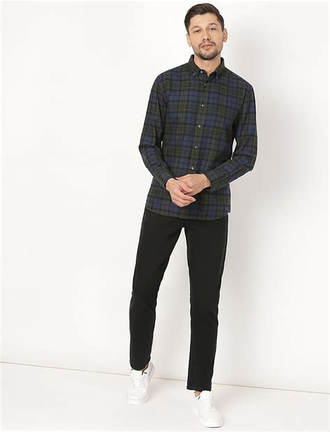 Buy Pure Cotton Checked Button Down Shirt at Marks & Spencer